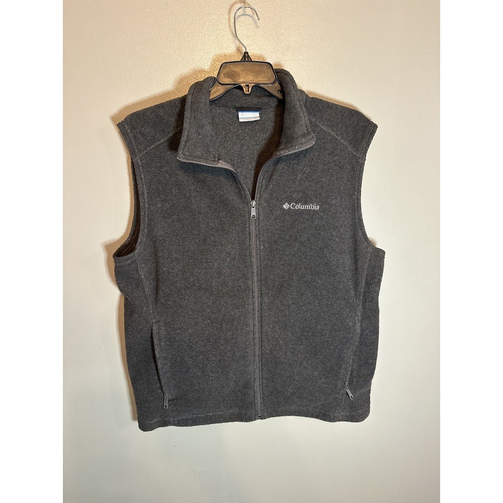 Columbia Men's Vest Fleece Full Zip Dark Gray Size Large Zip Pockets